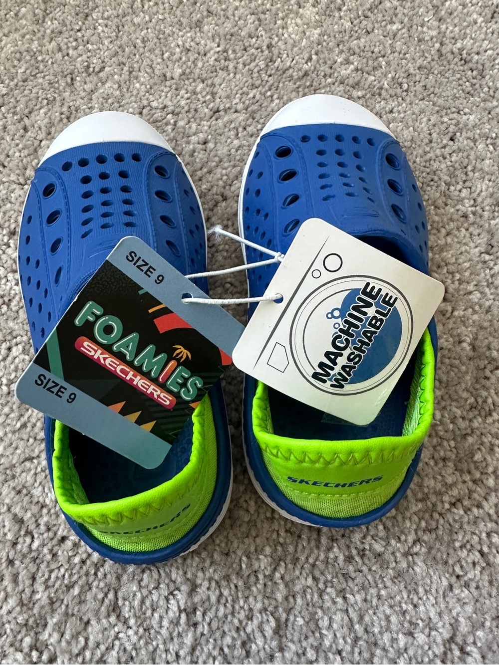 Skechers Kids Blue and Lime Foamies Water Shoes - Toddler Size 9